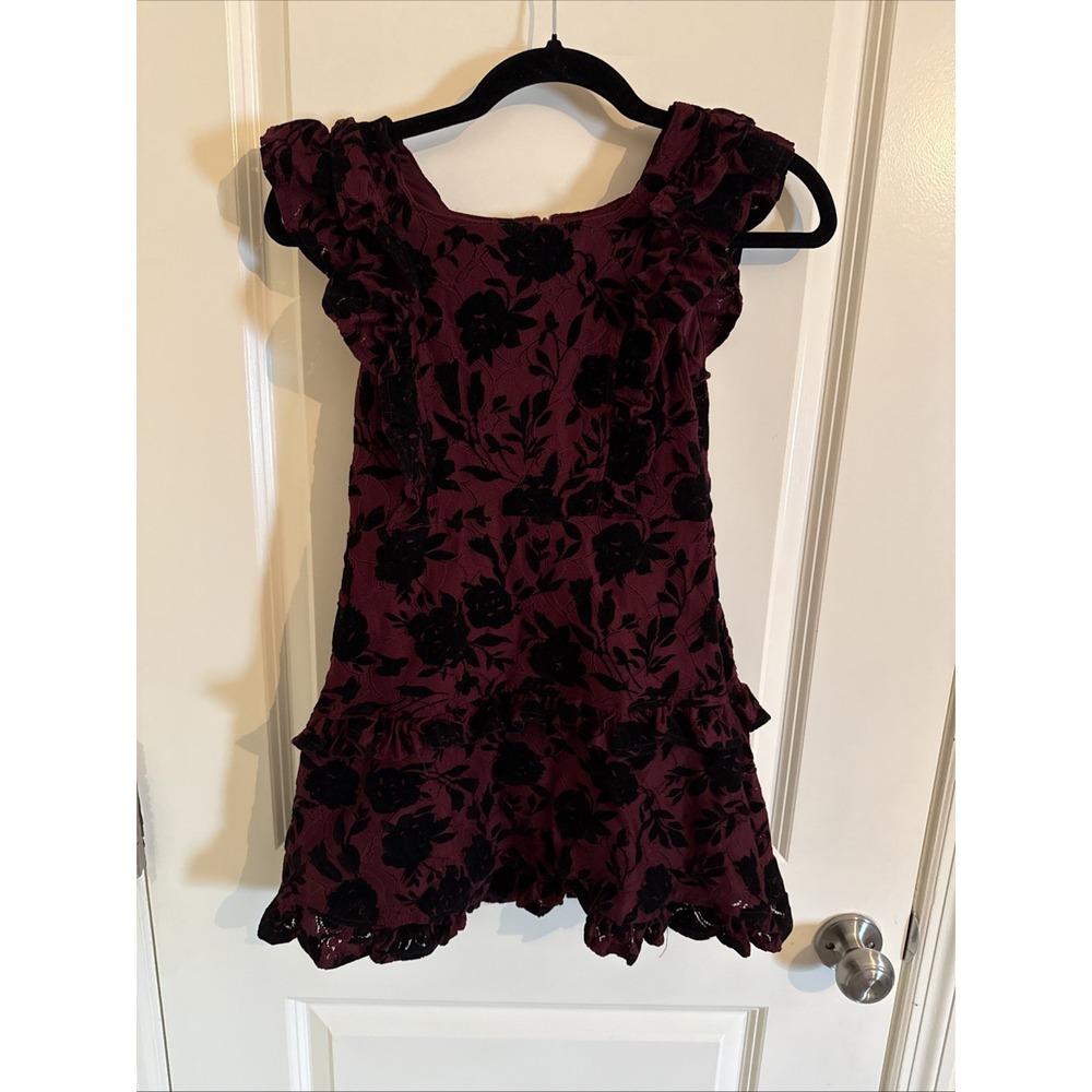 Zach Posen Kids Burgundy And Black Velvet Formal Dress Size 8